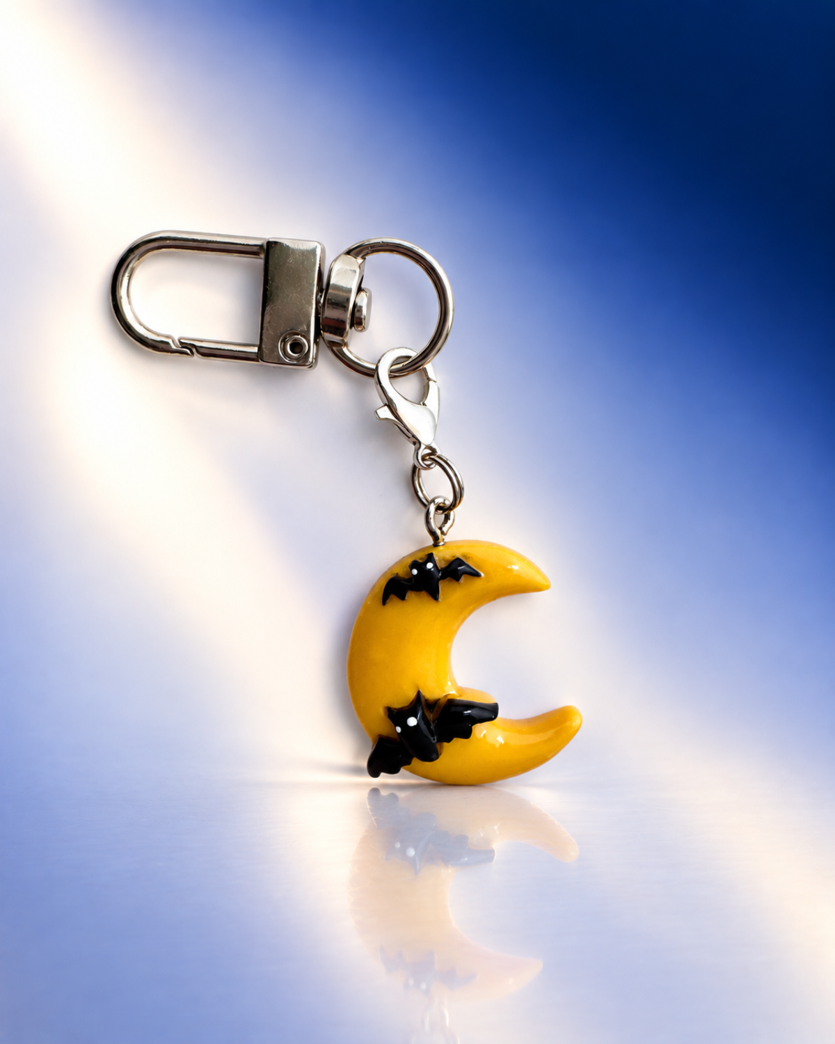Midnight Moon: Crescent Moon with Bats Charm and Keychain