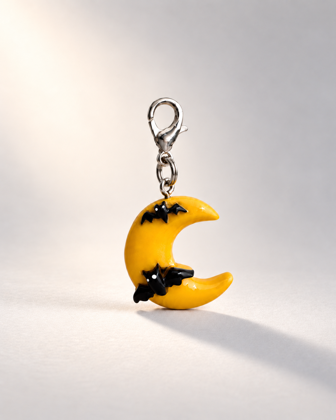 Midnight Moon: Crescent Moon with Bats Single-Clasp Charm